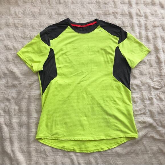 Lululemon Neon Yellow & Grey Tech Workout Top - Picture 1 of 5
